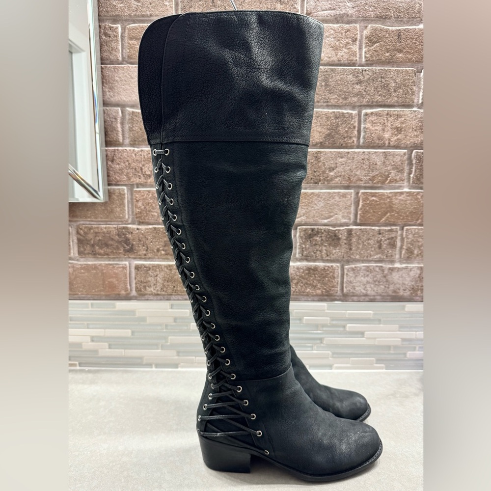 Vince Camuto Leather Corset Over-the-Knee Boots - Size 7